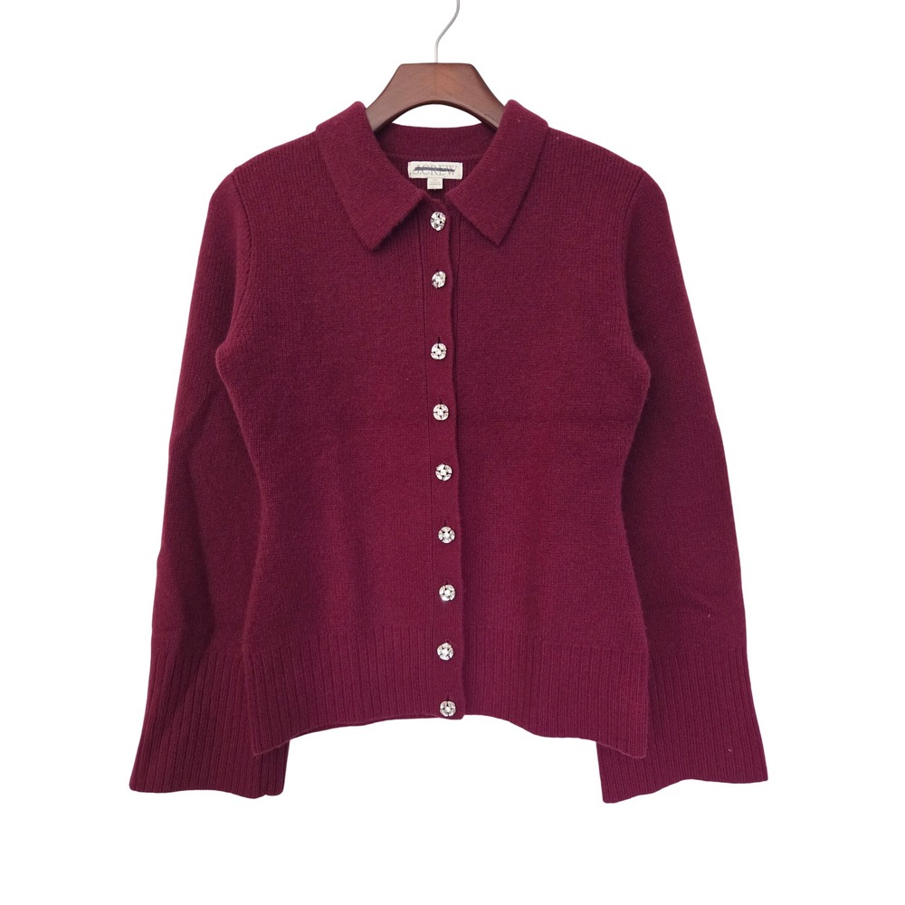 J. Crew Milano Stitch Cinched Waist Cardigan Wool Women XS Burgundy NWOT CO602